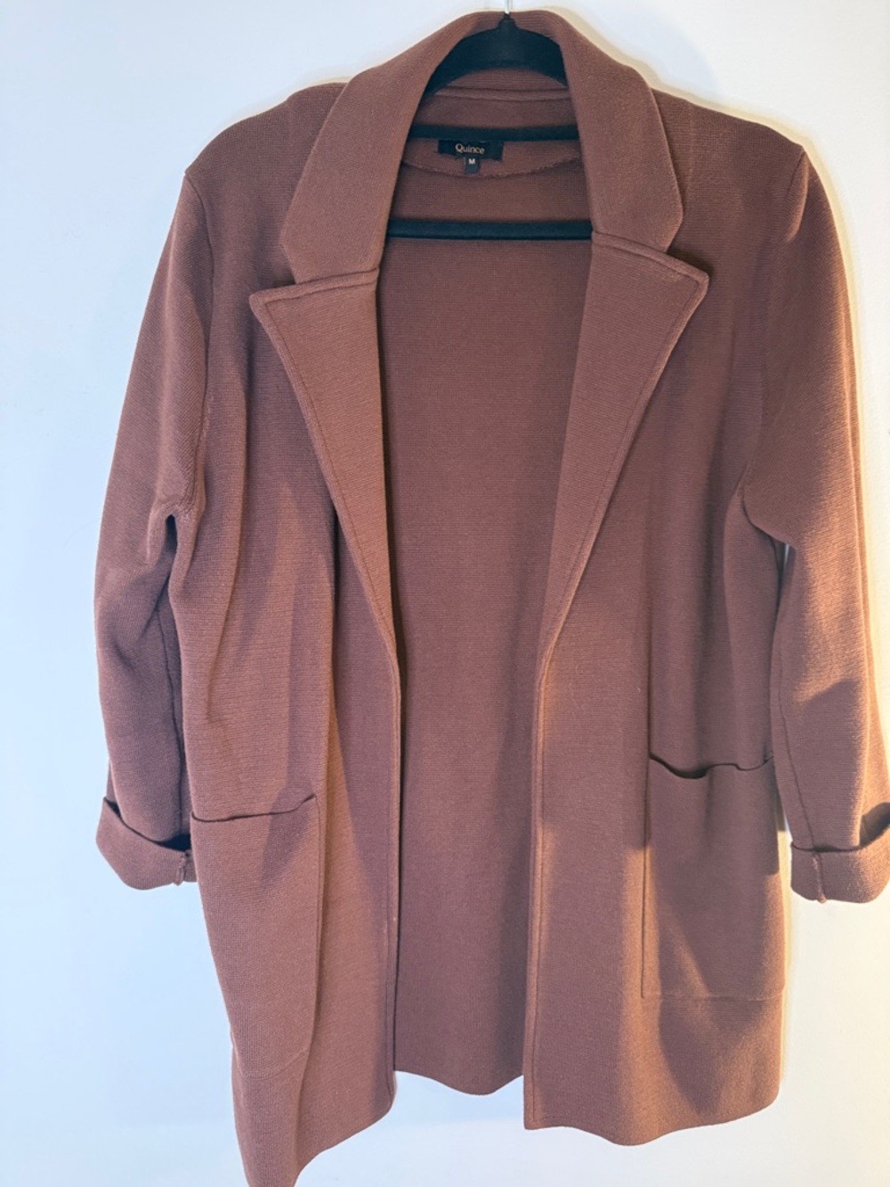 Quince Women's Open-Front Coatigan in Mauve-Brown